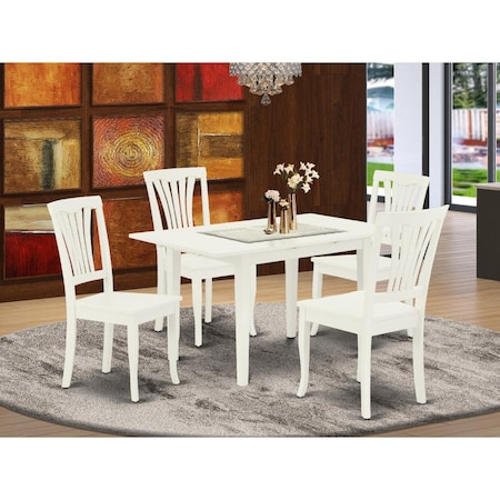 East West Furniture 5 Piece Norfolk Rectangular Dinette Set - Linen White NOAV5-LWH-W